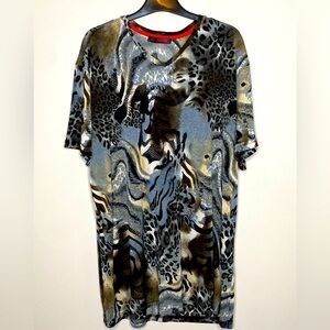 Mondo Shirt Mens Size 4XL Muliticolored Semi Sheer Goth Mod Funky Animal Print